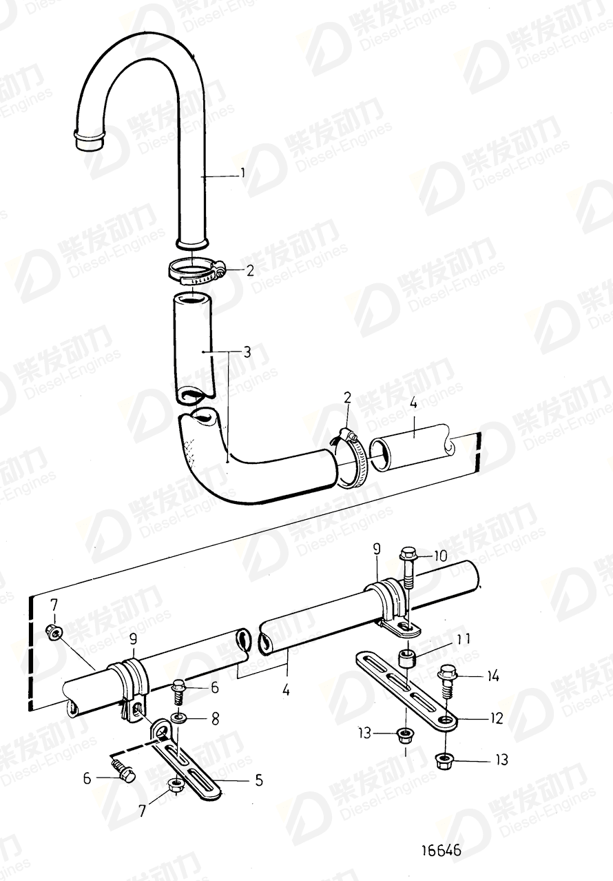 volvo penta Tube 3825326 Drawing volvo penta Tube 3825326 Drawing